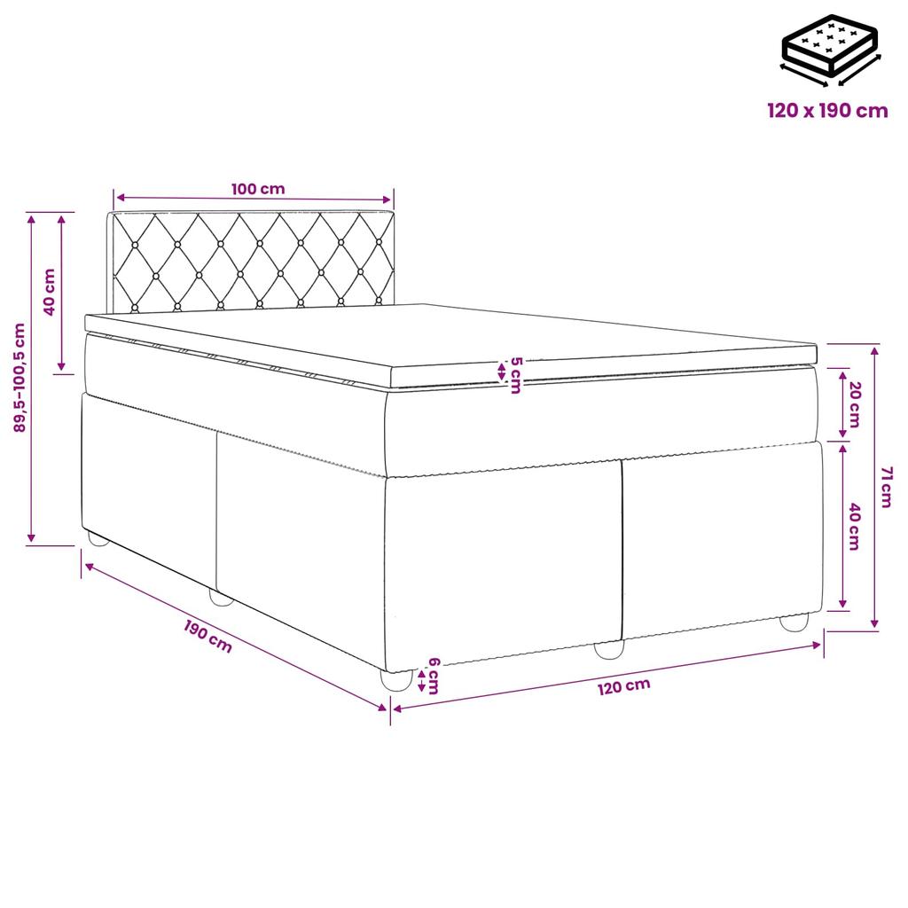 Box Spring Bed with Mattress and Headboard Pink 120 x 190 cm Velvet