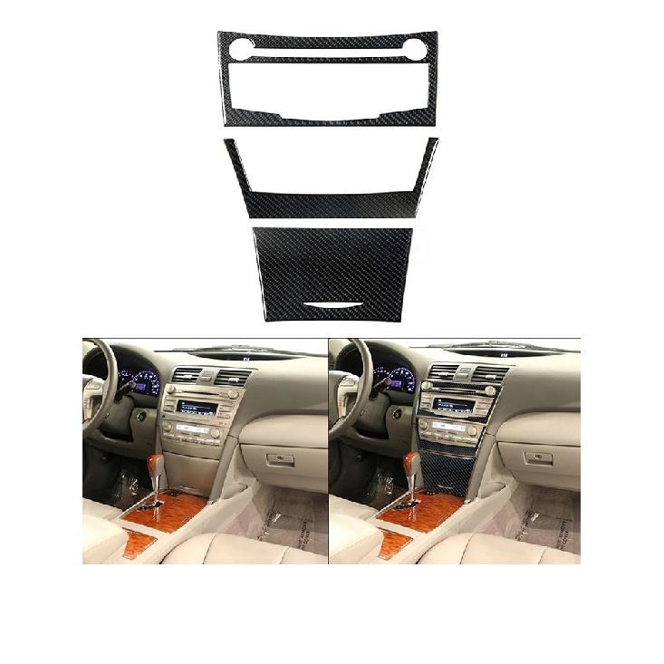 Для Toyota Camry 07-11 наклейки из углеродного волокна на центральной консоли, панель переключателей кондиционера, задняя панель, боковое вентиляционное отверстие, крышка