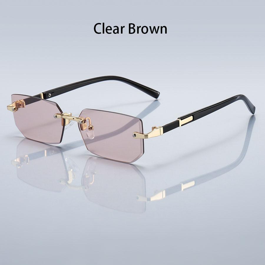 Роскошные безободковые прямоугольные солнцезащитные очки с градиентными линзами унисекс, модные защитные очки, женские, мужские, цветные линзы, очки с металлической оправой