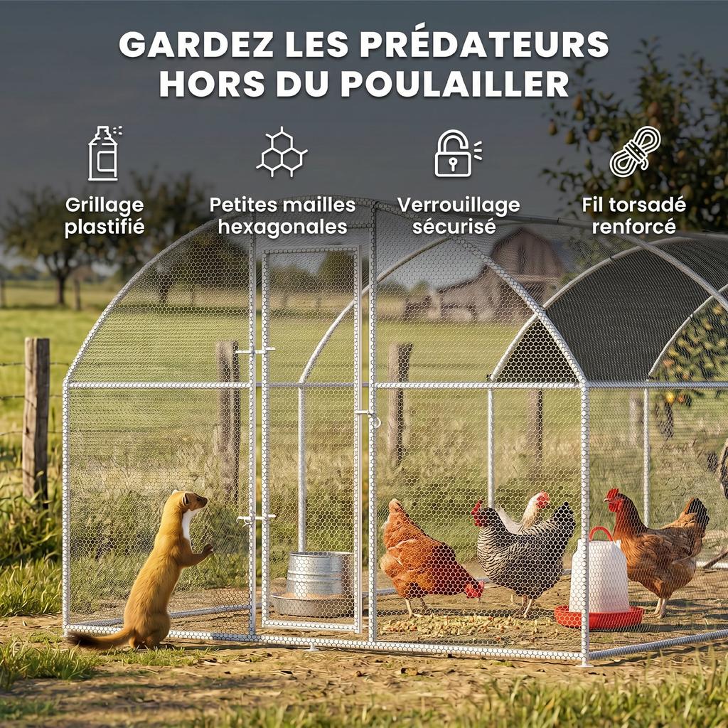 Galvanised Chicken Coop Hen House w/ Cover 5.7 x 2.8 x 2m