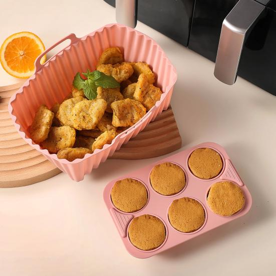 Подложки для фритюрницы Силиконовый противень для выпечки Прямоугольная антипригарная форма для кексов Желе Пудинг Можно мыть в посудомоечной машине Аксессуары для фритюрницы