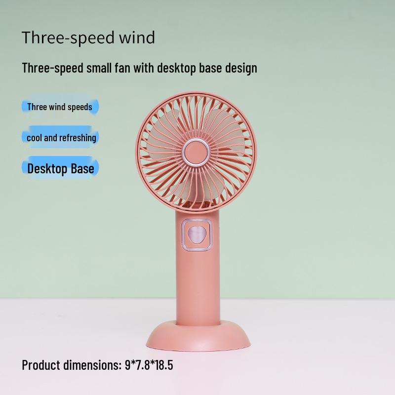 Mini USB Rechargeable Handheld Fan - Three-Speed, Portable, Silent, Cartoon Design for Desktop or Travel