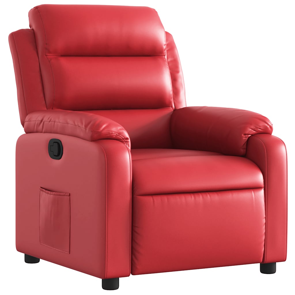 Recliner Chair in Red Artificial Leather