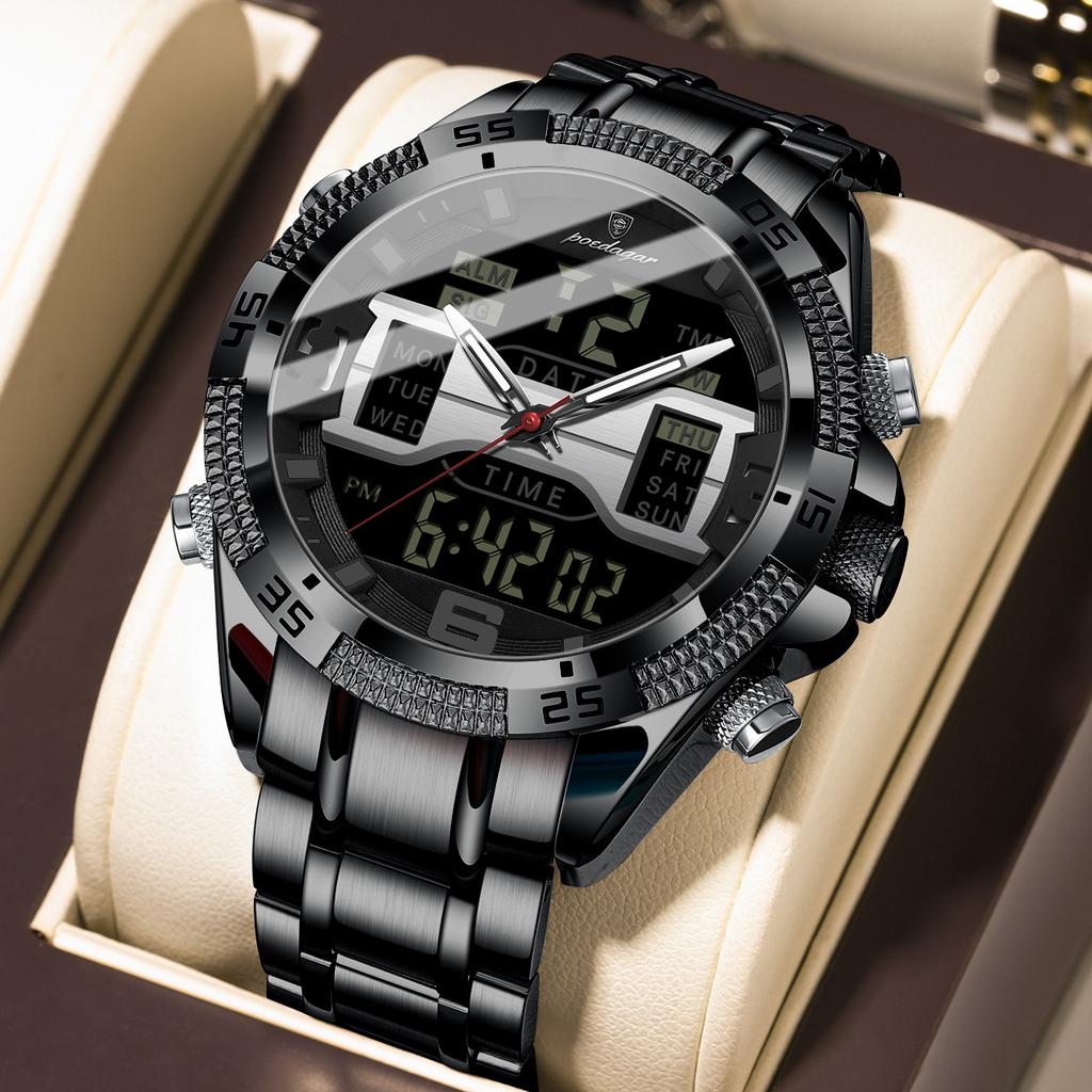 Повседневные мужские часы Водонепроницаемые 30 м Спортивные Военные Часы с двойным дисплеем Кварцевые Светодиодные Цифровые часы Relogios Masculino