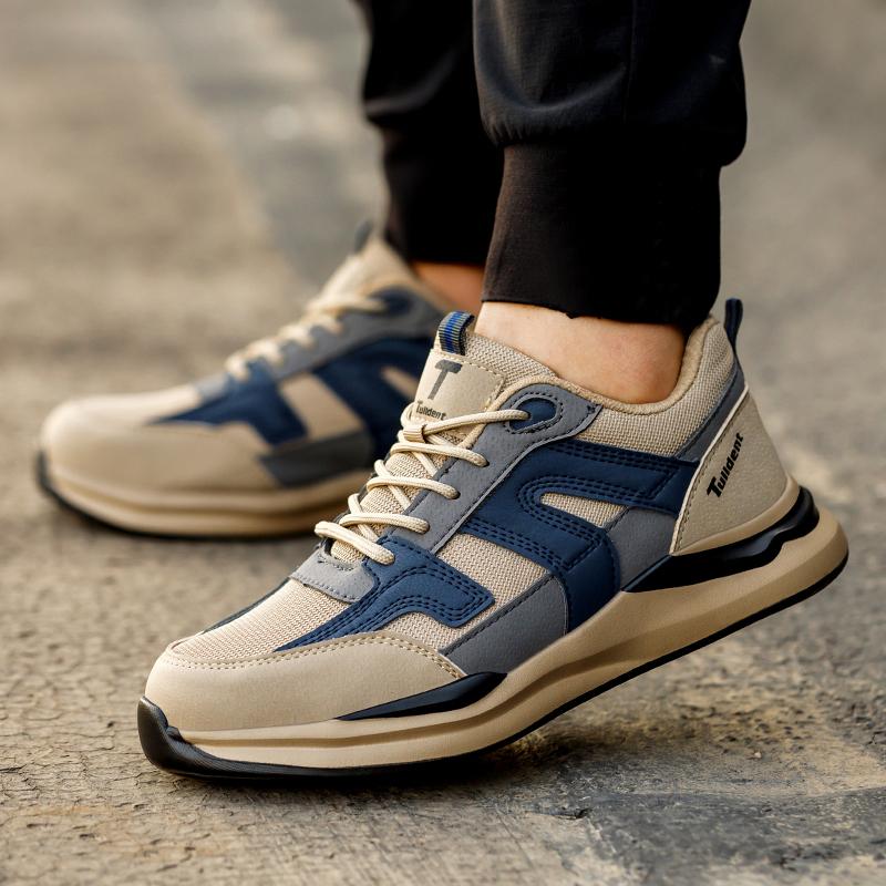 Men'S Steel Toe Puncture Proof Anti-Skid Work Safety Shoes, Breathable Industrial Construction Sneakers