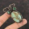 Chrysoprase Pendant Green Color Evil Eye Pendant Copper Wire Wrapped Pendant Handmade Owl Pendant Gemstone Copper Wire Jewelry Gift For Mom