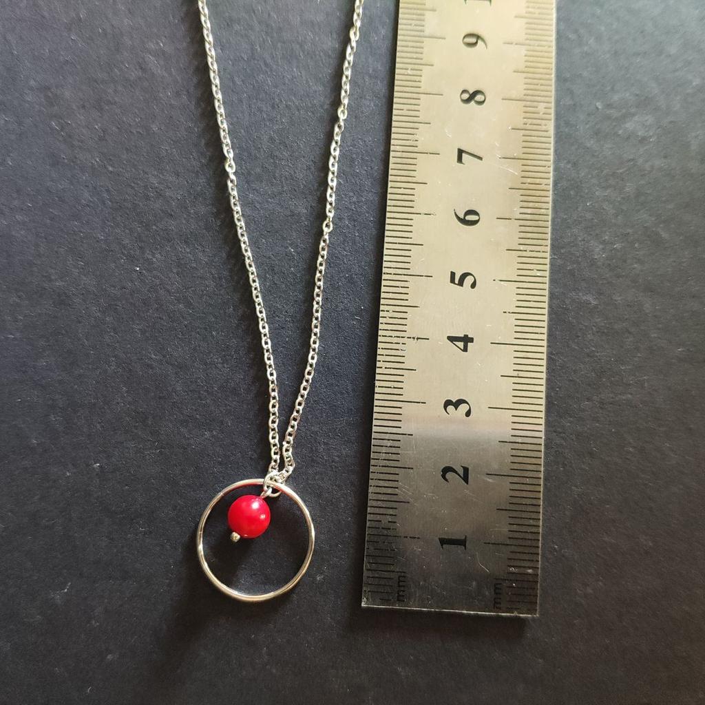 Серебряное колье с кораллом, вес изделия 2,85 гр (2145622)