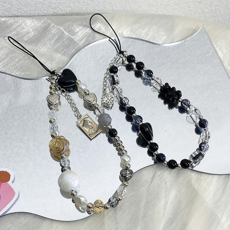 Браслет-цепочка с бисером в виде медведя-щенка для мобильного телефона, ремешок для телефона с защитой от потери, брелок с бусинами и подвеской для Xiaomi, iPhone