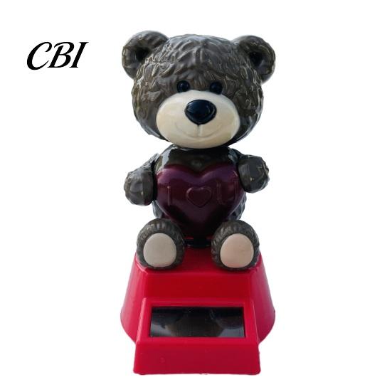 Solar Powered Car Accessory Ornament, Love Bear Shaking Head Dancing Doll, Auto Decoration Interior Accessories, Romantic Dashboard Decoration,