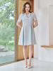 Nub Summer Flare Tweed Dress - Sky Blue