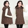 Womens Hooded Puffer Vest Mid-Length Warm Down Cotton Filled Sleeveless Coat Casual Korean Style