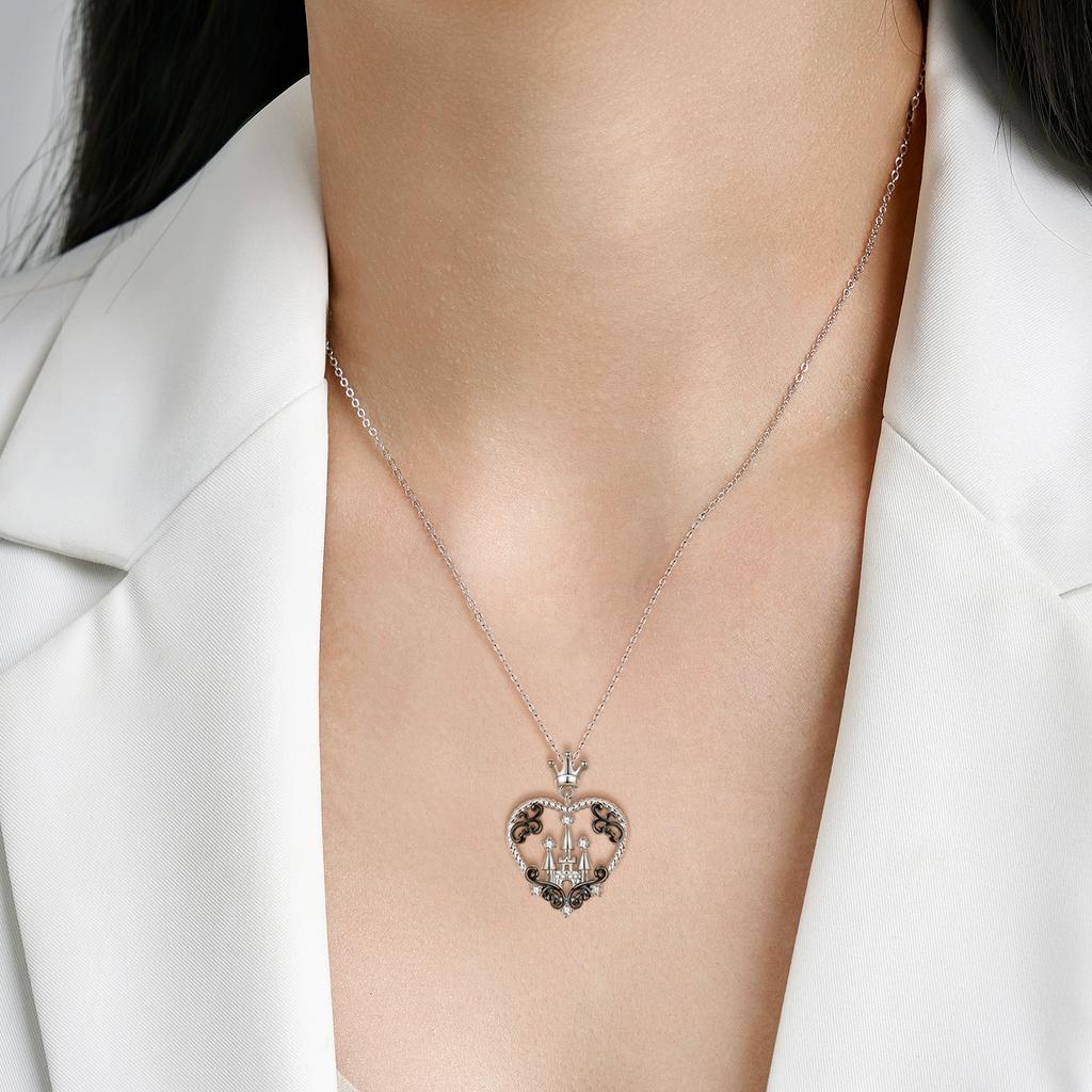 Skeleton Time Gear Wheel Skull Pendants for Necklace Real 925 Sterling Silver CZ Necklaces Castle Pendant Jewelry for Women Fashion Halloween Gift