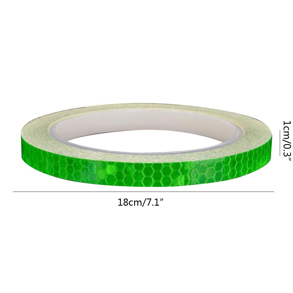 Reflective Sticker Rim Luminous Warning Tape Motorbike Bike Frame Wheel Adhesive Reflector Strip, Green