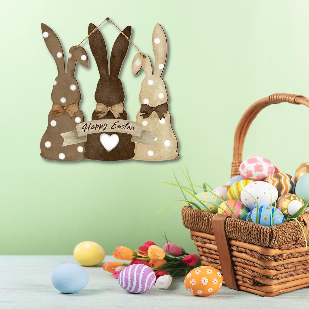 Easter Wooden Hanging Sign Bunny Welcome Decor, Decorative, Practical Cute Door Wall Plaque