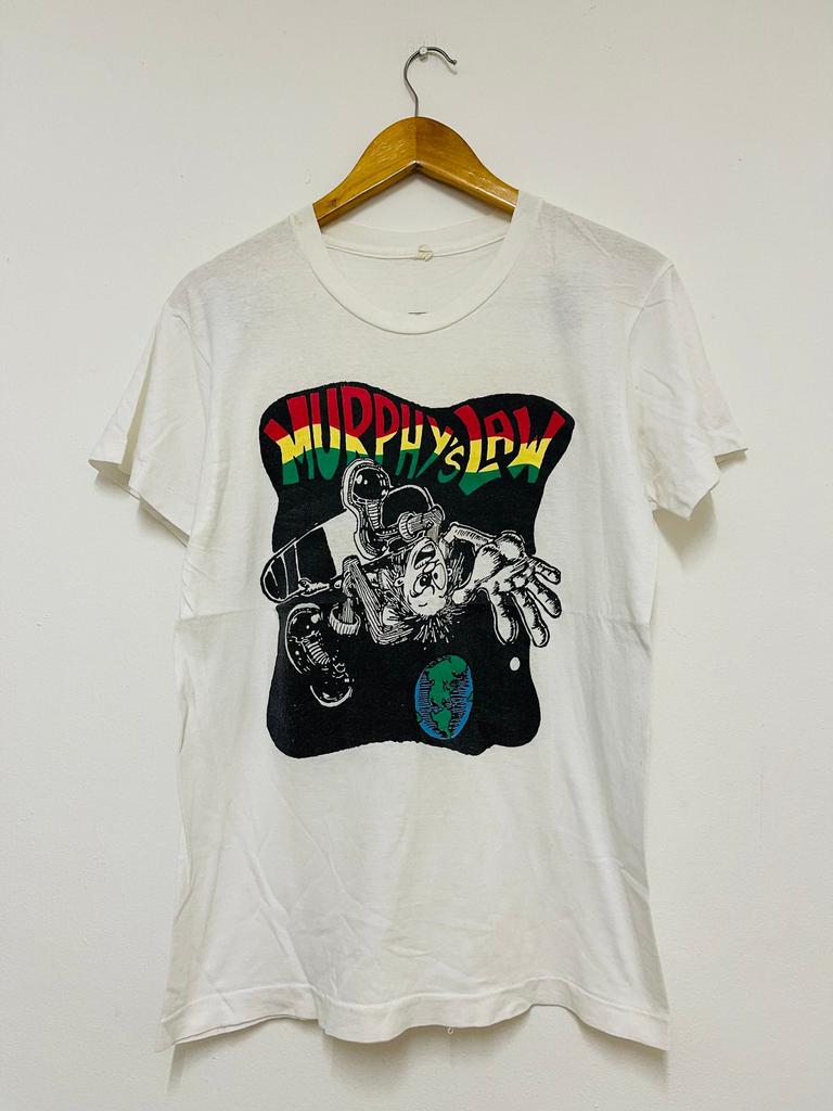 Винтажная футболка 80-х Murphy’s Law Band 1986 Skate Hardcore Punk Band / Хардкорная музыка / Стритвир / Редкая / Белая / M
