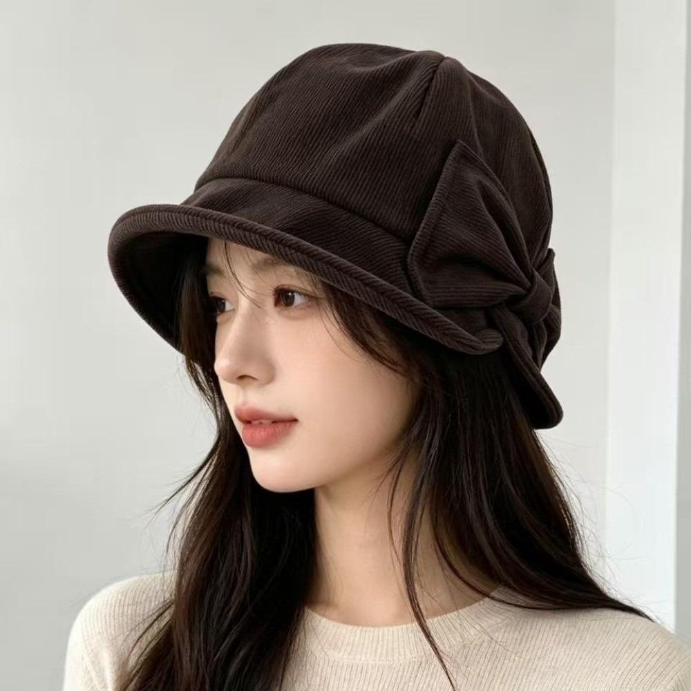 Cold Resistant Vintage Bucket Hat Warm Construction Bow Bucket Hat Women's Bucket Hat Outdoor Wear
