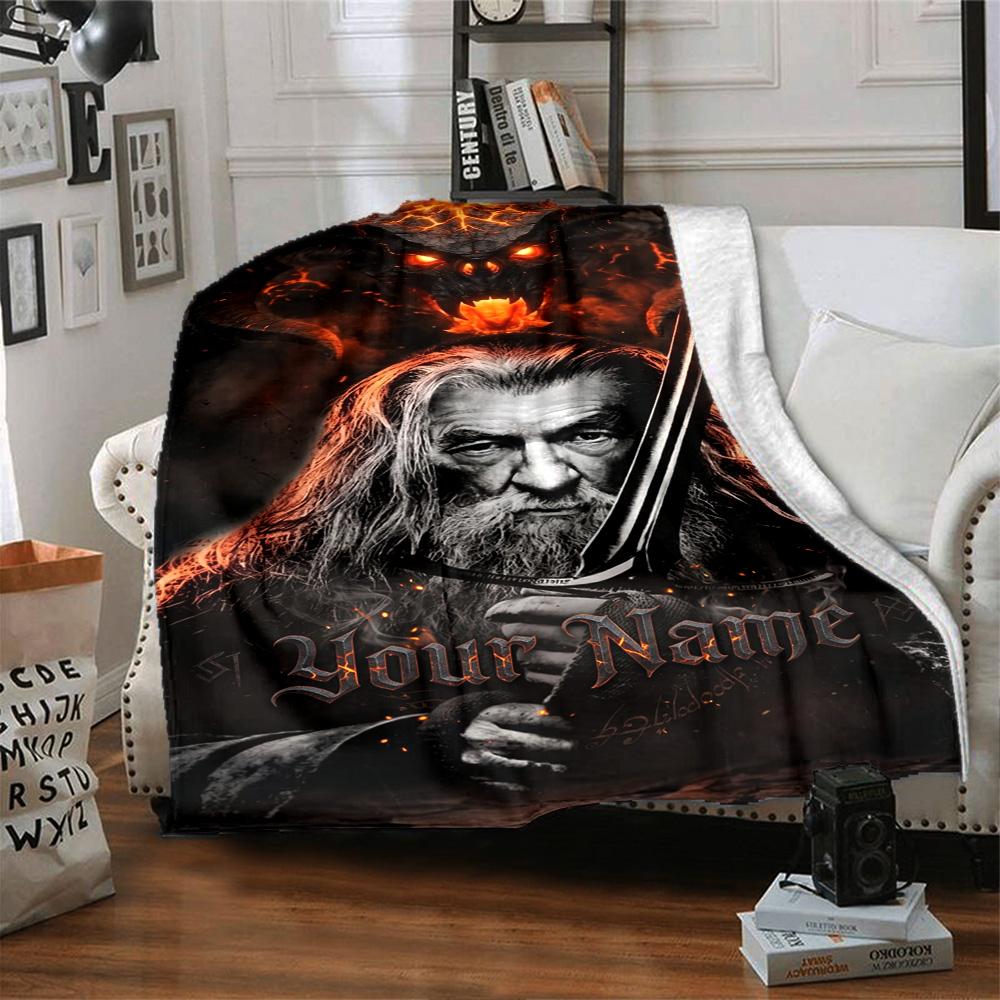 Lord Rings Personalized Text Blanket Lightweight Personalized Blanket Soft Warm Cozy Throw For Nap Seaside Bedding Sofa Ideal for All Seasons