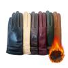 Женские зимние перчатки, высококачественные, действительно черные кожаные перчатки из овчины, женские зимние холодные перчатки, длинные черные перчатки для женщин