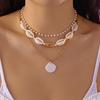 3 Layers Shell Pendant Necklace Bohemian Clavicle Chain Vintage Sweater Chain  Beach