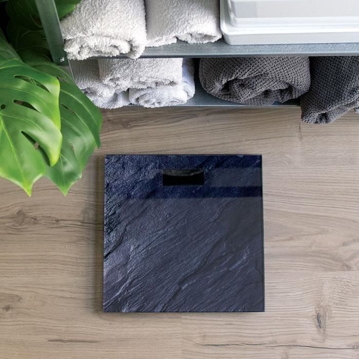 Pèse-personne électronique - LIVOO - DOM382PI - Impression pierre - Plateau en verre - Pesée jusqu’à 180 kg