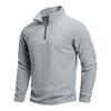 Men's Casual Solid Color Stand-up Collar Half-zipper Long-sleeved Top Men's Fleece Pullover Hoodie
