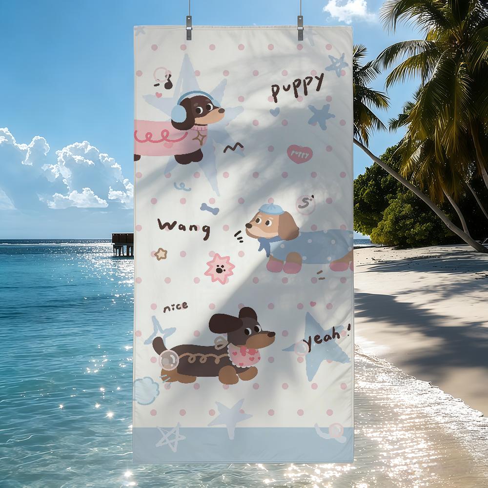 Dachshund Cute dog Cartoon Towel Quick Drying Beach Towels Are Suitable For Swimming Pools Camping Yoga And The Gym