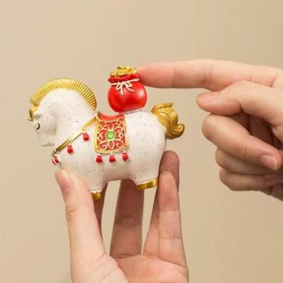 Yousheng 1/4 шт. Статуэтка мультяшной лошади, вращающийся золотой слиток, тыква, мешок с деньгами, фигурка счастливого пони, украшение для дома, офиса, рабочего стола, фэн-шуй