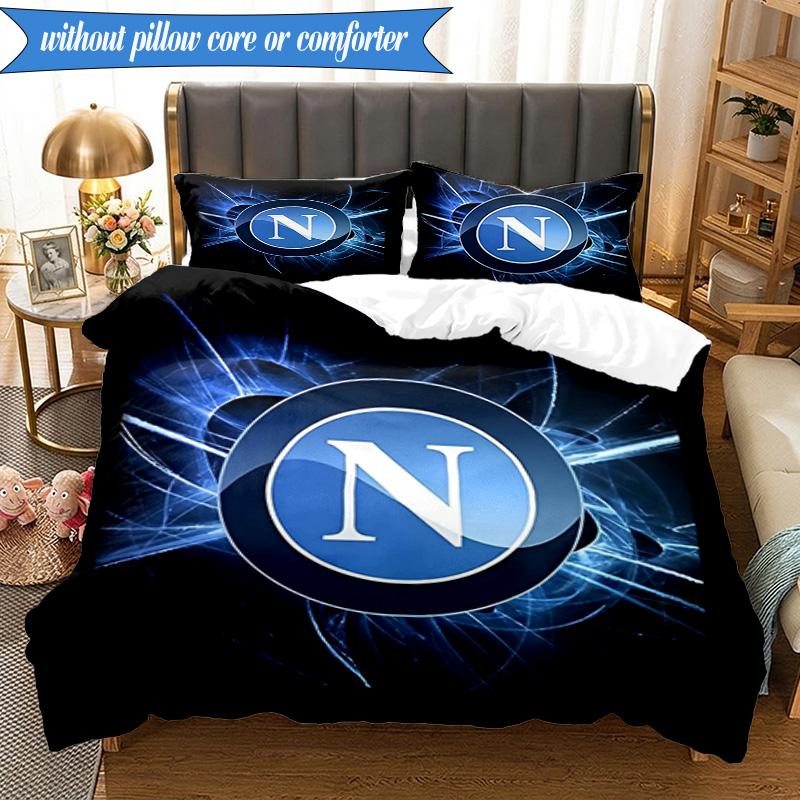 3PCS Napoli Blue Energy Symbol Bedding Set 2D Printing (Includes 1 Duvet Cover + 2 Pillowcases Coreless), Bedroom decor,Fan gift