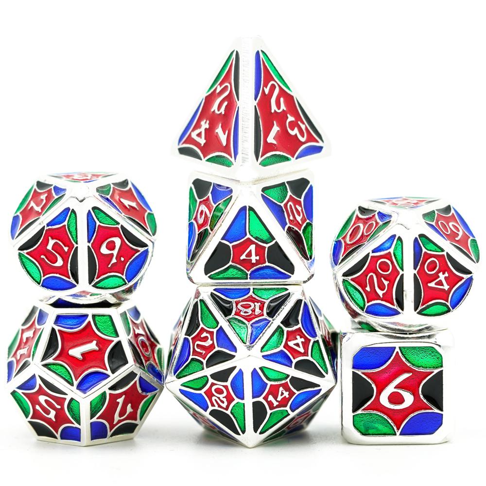 Cusdie Галактический Металлический Набор Кубиков D&D 7 шт. Высококачественный Набор Полиэдрических Кубиков D4 D6 D8 D10 D% D12 D20 для Ролевой Игры Pathfinder