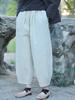 Женские винтажные теплые плюс хлопковые повседневные брюки, однотонные эластичные зимние брюки с карманами, свободные женские брюки