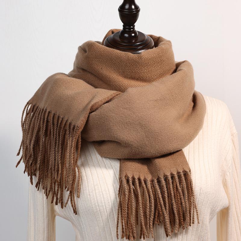 Gradually Change Color Scarf Women's 2025 New Autumn and Winter Imitation Cashmere Sweet Scarf Warm Medium and Long Shawl