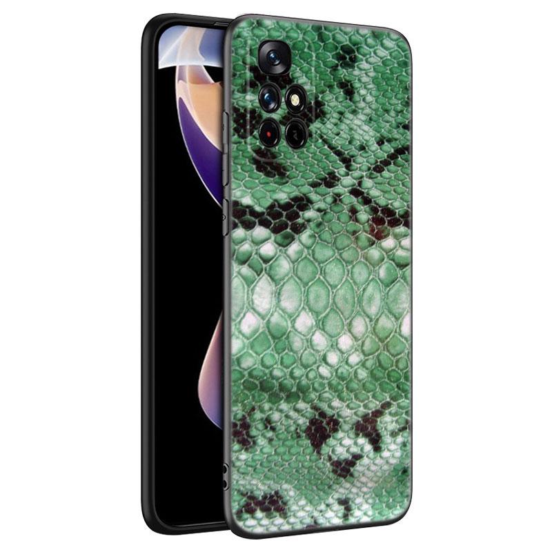 Fashion Snake Skin Black Silicone Phone Case For Xiaomi Redmi Note 10 11 11S 12 13 4G 8 9 11T Pro 5G Plus 8T 9S 10S 12S