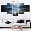 5 Panels Wall Canvas Picture Painting Nature Alpine Lake Moonlight Wallpaper Home Decorative Poster For Bedroom Mural Modern Art No Frame