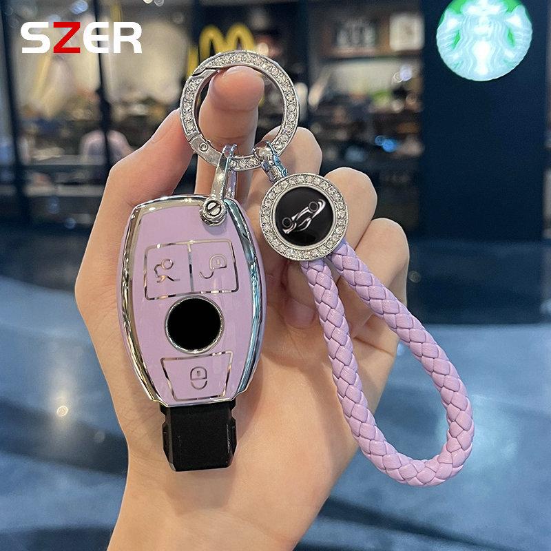 EKR2  TPU Car Key Case Cover Shell Accessories for Mercedes Benz A B C E GL S GLA GLK CLS Class AMG W204 W205 W212 W463 W176 Keychain
