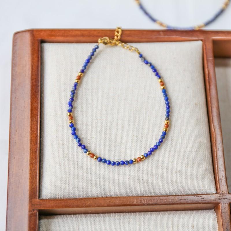 Lapis Lazuli Necklace Natural Stone Sparkling Choker Fashion Jewelry
