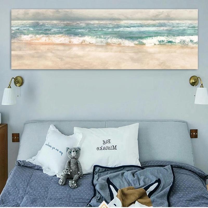 Голубое море, золотой пляж, холст, живопись, постеры и принты, современное искусство, настенные панно, украшение дома, украшение комнаты