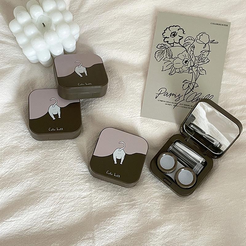 Ins Like A Fish Ретро Простой Конфетный Цвет Компактный Футляр Для Контактных Линз Партнер Коробка Коробка Для Ухода За Зрачками Откидная Крышка