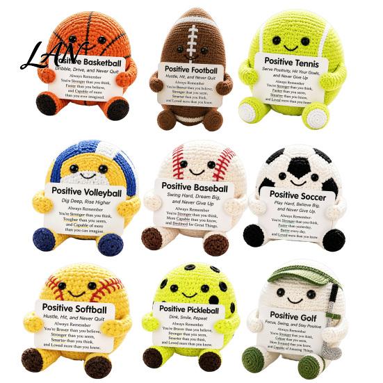 Pocket Sized Inspirational Gift for Athletes Knitted Positive Sports Ball Plush Emotional Support Doll with Hand Woven Encouraging Words Encouragement