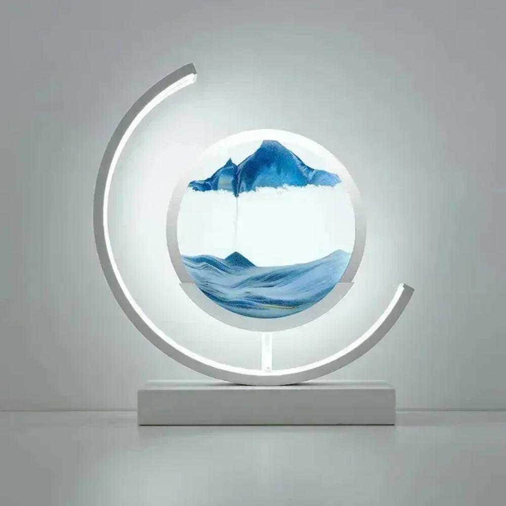 LED Moving Sand Art Table Lamp 3D Sandscape Hourglass Night Light 3 Color Brightness Remote Button Glass Acrylic Quicksand Decor Gift