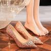 Свадебные туфли на шпильке со стразами, темпераментные, роскошные, универсальные, на высоком каблуке