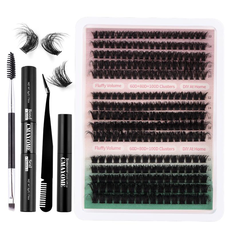 15Rows Diy 5D Fluffy Lash Clusters 80D 100D Thick Eyelash Clusters Wispy Individual Lashes 10-18Mm Cluster Eyelash Extension Kit