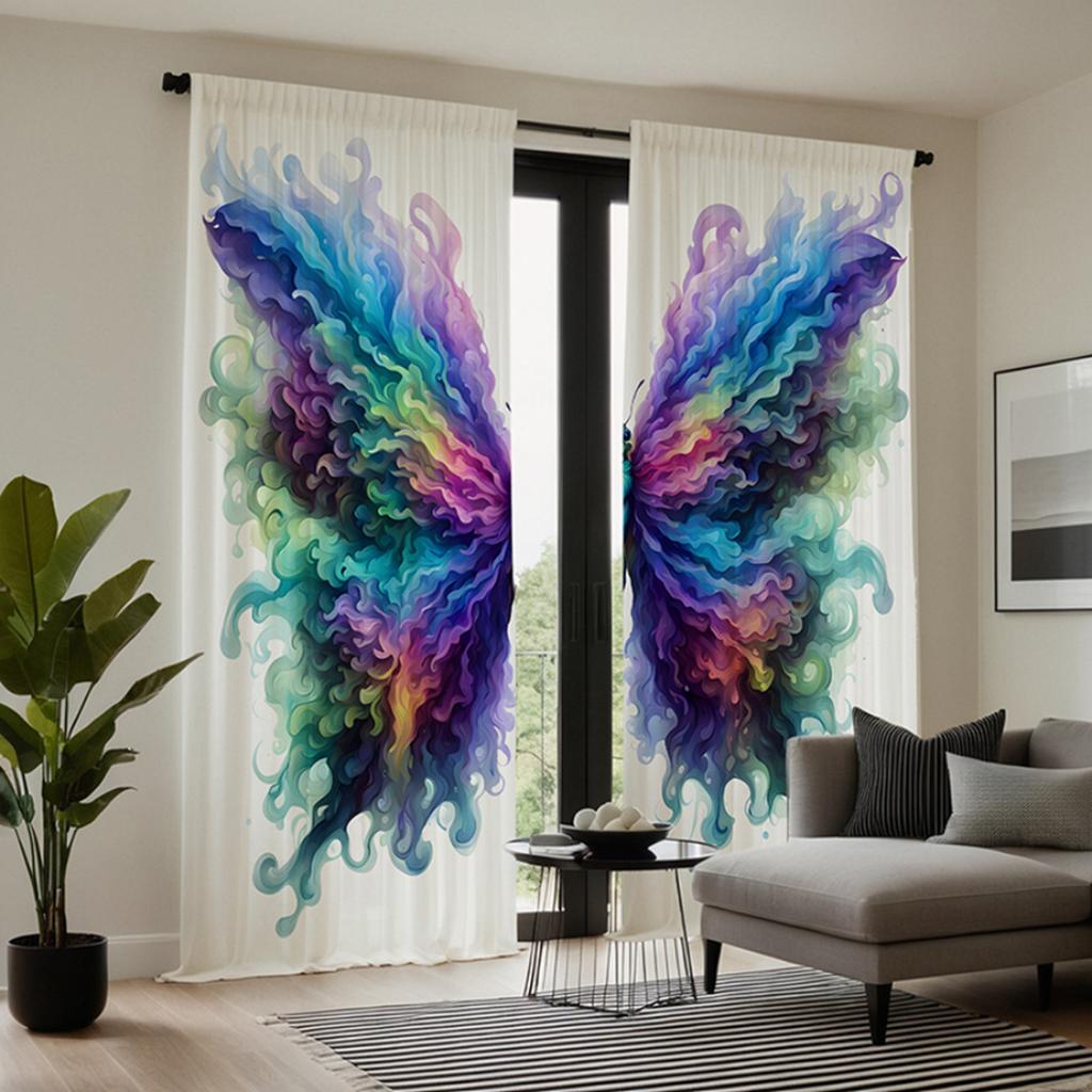 2 шт. HD Многоцветные цветы бабочки декоративные занавески Цветовая система цифровая печать занавески Стиль украшения дома Украшение