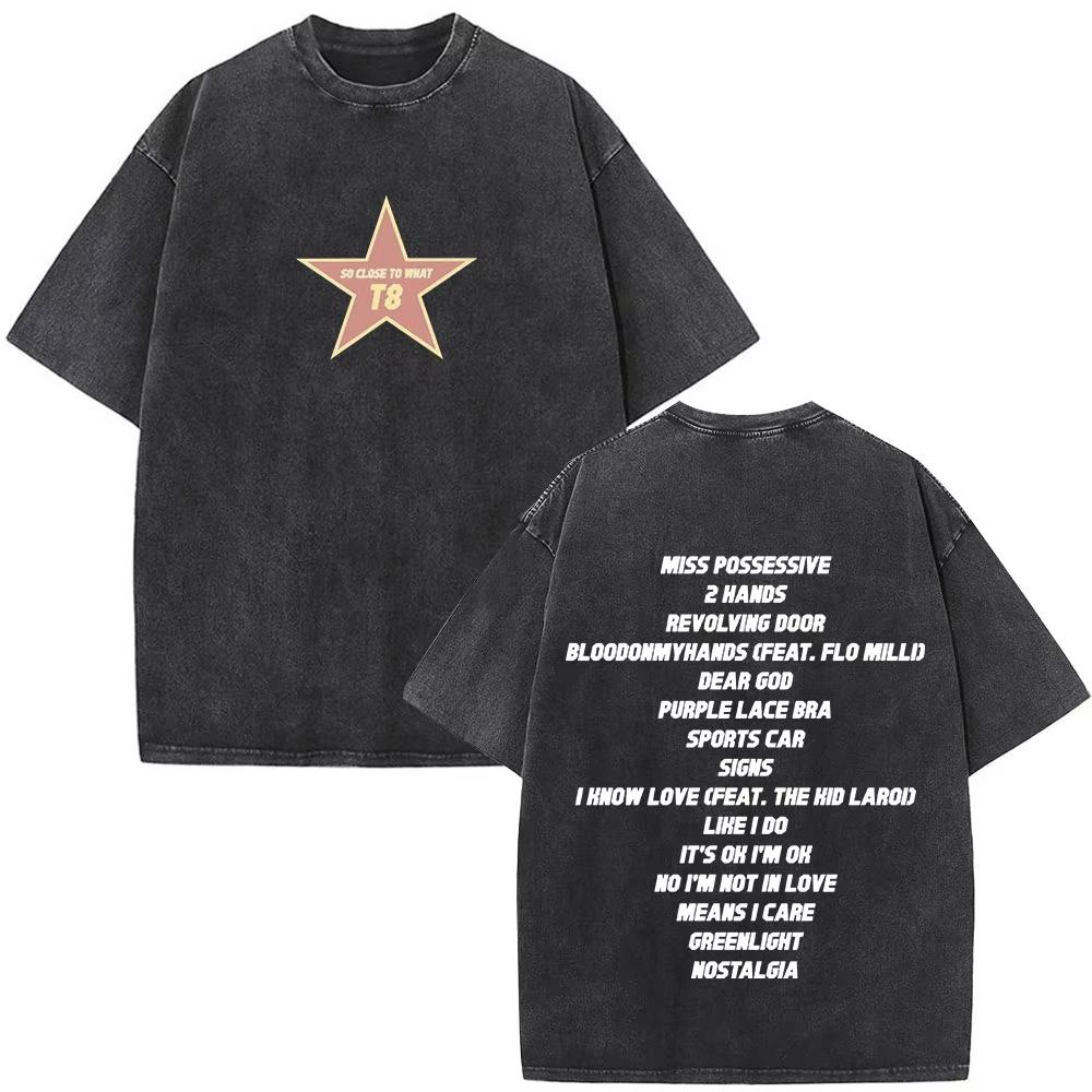 Tate McRae So Close To What Album Tour Washed Tshirt Men Women Cotton Short Sleeve Summer Vintage T Shirt Tops Fans Gift