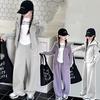 Girls Spring Autumn Set Korean Style Middle and Large Children's Loose Casual Sports Wide Leg Pants Trousers