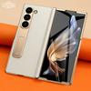 Кожаный чехол для телефона Samsung Galaxy Z Fold 6 5 4 3 Fold6 Fold5 с позолоченным магнитным шарниром и подставкой, задняя крышка с зеркальной пленкой