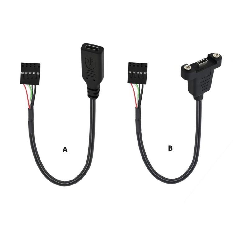 Кабель-переходник для передней панели Type C, 20 см, female-порт на 9-контактный USB-разъем для внутреннего преобразования портов передней панели ПК