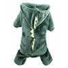 Green Dinosaur Designed Dog Outfit for Pet Use Crafted with Coral Fleece