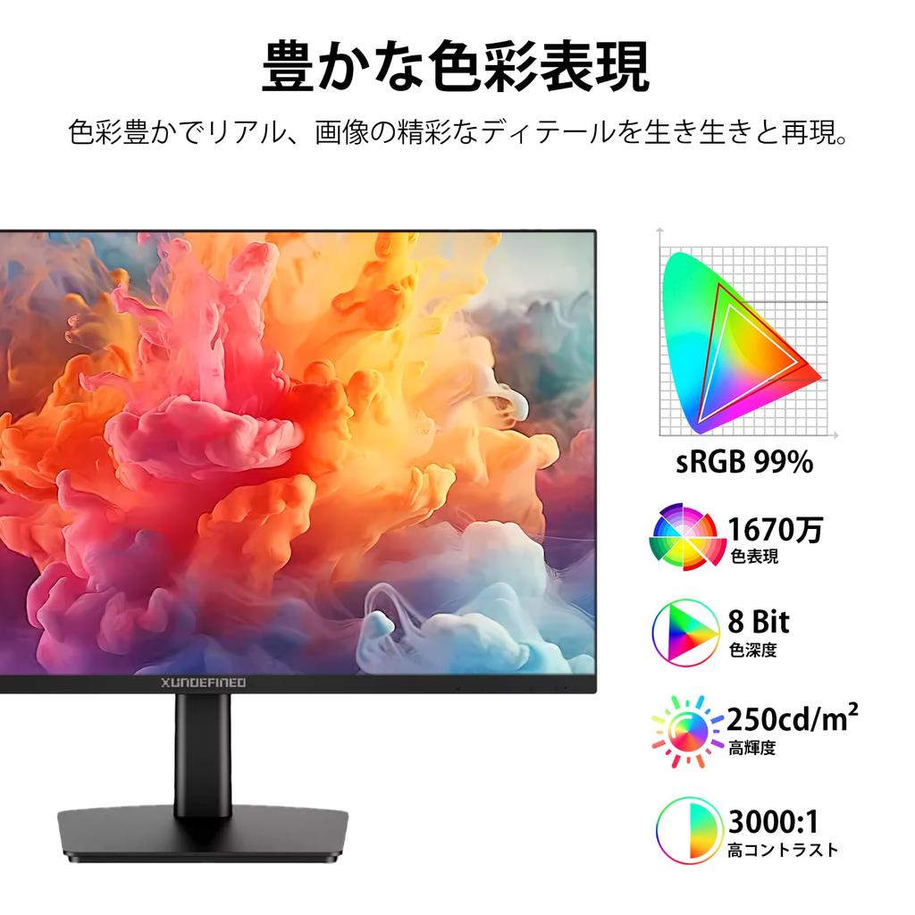 XUNDEFINED 100Hz FHD 1920 X 1080 LCD VA Blue Light Tilt VESA Warranty 21.5-inch Monitor, Display, Anti-Glare Panel, Frameless, 99% sRGB, Reduction,