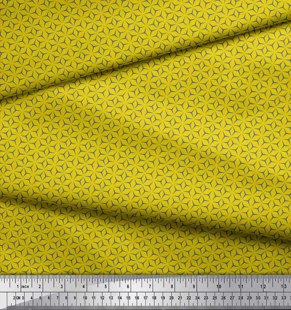 Soimoi Japan Crepe Satin Fabric Geometric Small Print Sewing Fabric Metre 42 Inch