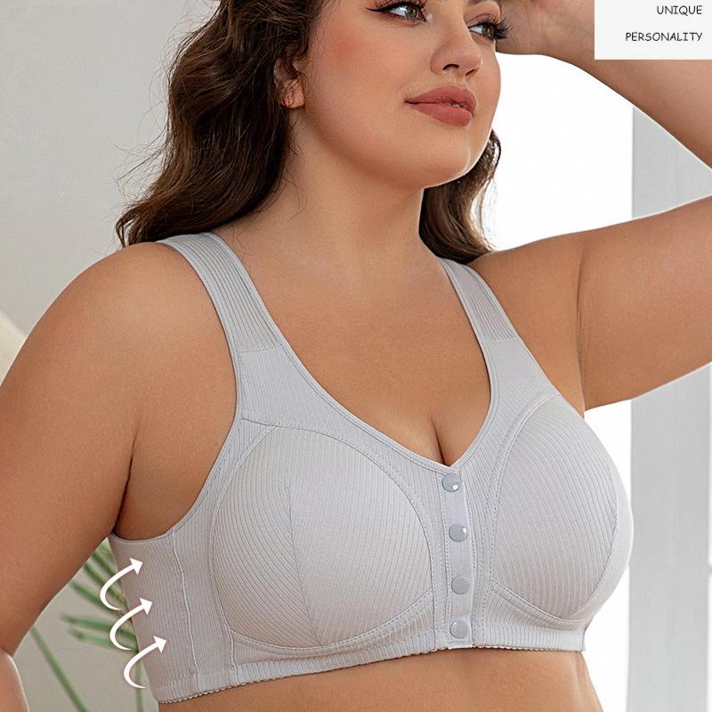 Новый стиль Тканевый на резьбе Чистый хлопок Застежка спереди Женское нижнее белье Жилет Креативный для среднего и пожилого возраста Большой размер Бюстгальтер без косточек